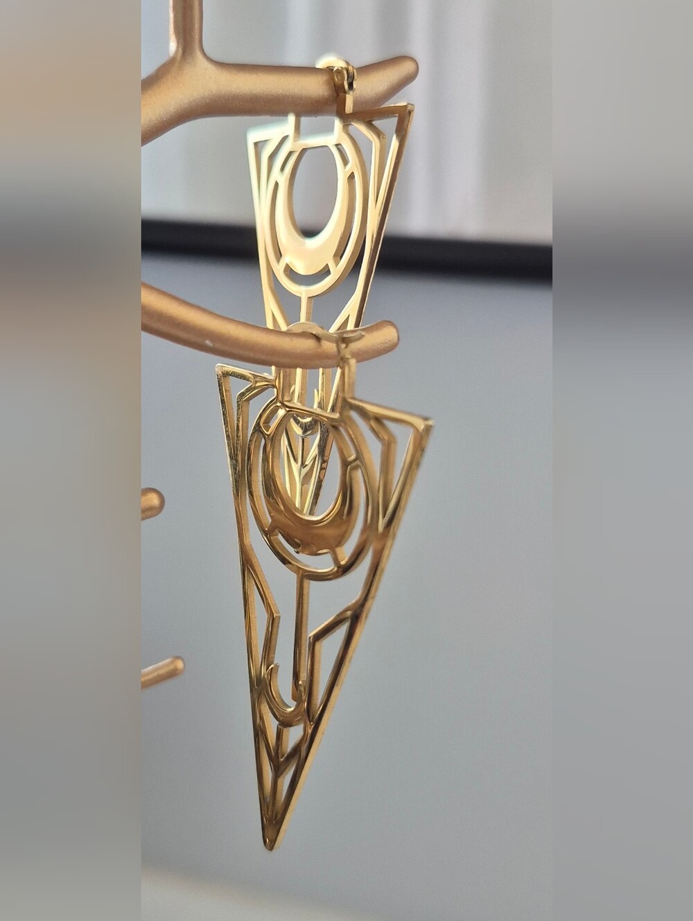 Gold Geometric Drop Earrings - Women Jewelry